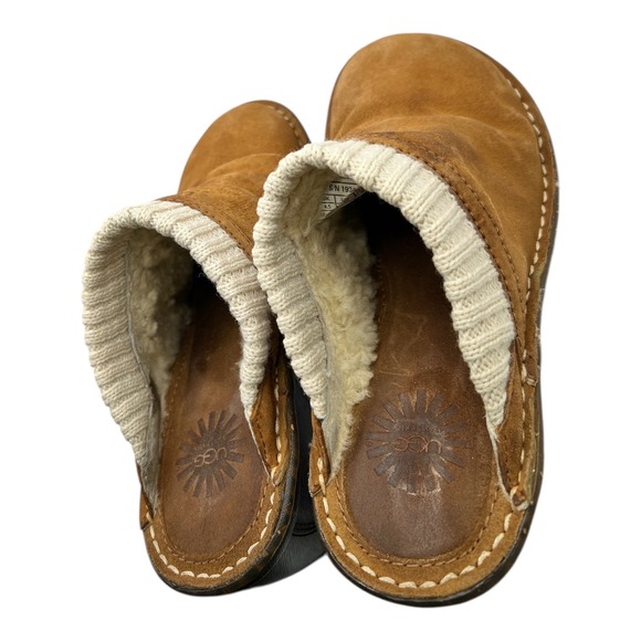 UGG Australia Suede Knit Collar Clogs Comfort Slip On Shoes - Picture 3 of 8